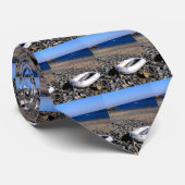 Cravate Bateaux en Guernesey bleu strié (Roulé)
