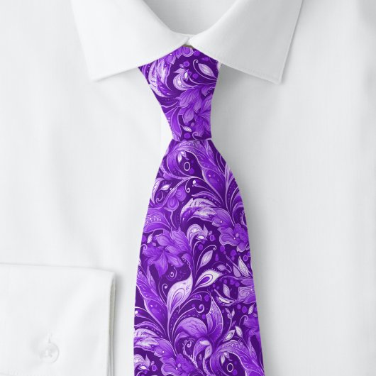 Cravate Batik Botanique d'Aubergine