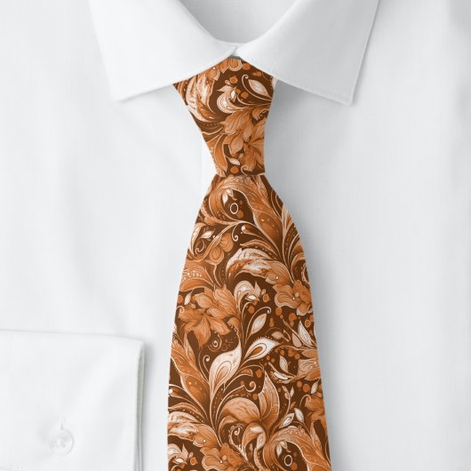 Cravate Batik botanique marron