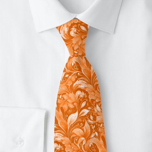 Cravate Batik Botanique Orange Brûlé