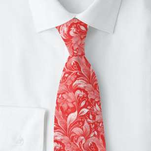 Cravate Batik Botanique Rouge Classique