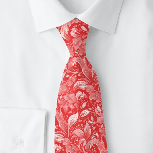 Cravate Batik Botanique Rouge Classique
