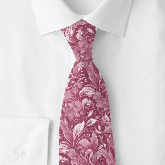 Cravate Batik Botanique Vin Poussiéreux