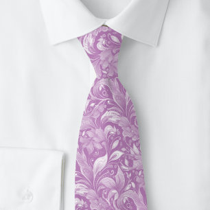 Cravate Batik botanique violet poussiéreux