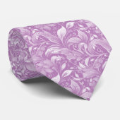 Cravate Batik botanique violet poussiéreux (Roulé)