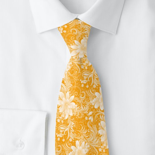 Cravate Batik Floral Ambre