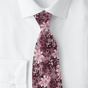 Cravate Batik floral Bordeaux