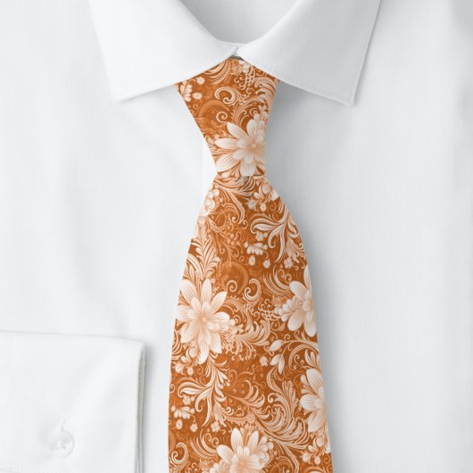 Cravate Batik floral cuivre