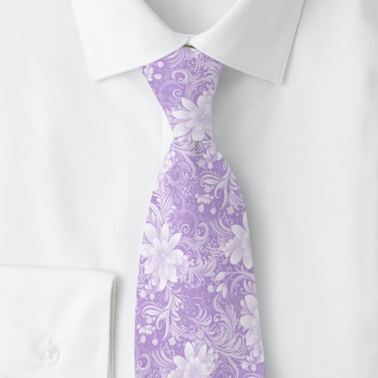 Cravate Batik floral lavande