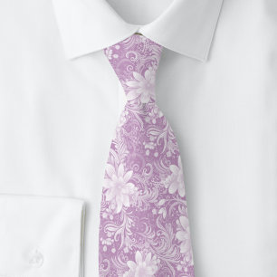Cravate Batik Floral Lilas Poussiéreux