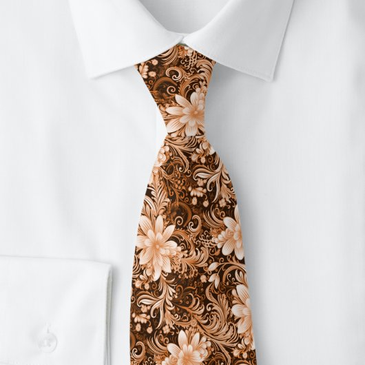 Cravate Batik Floral Marron