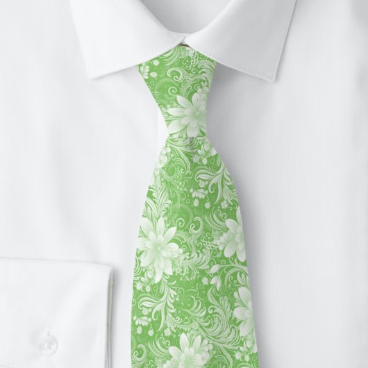 Cravate Batik Floral Menthe