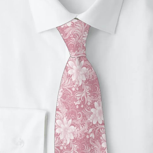 Cravate Batik Floral Rose Poussiéreux