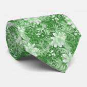 Cravate Batik floral vert forêt (Roulé)