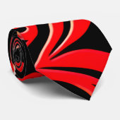 Cravate Batik indonésien Abstrait Motif noir rouge (Roulé)