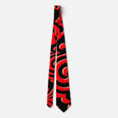 Cravate Batik indonésien Abstrait Motif noir rouge (Dos)