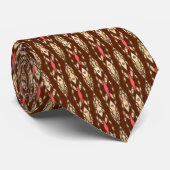 Cravate Batik tribal - Brown, Tan et Coral (Roulé)