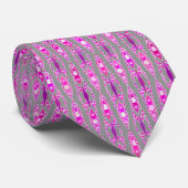 Cravate Batik tribal -, violette, gris et rose de fuchsia (Roulé)