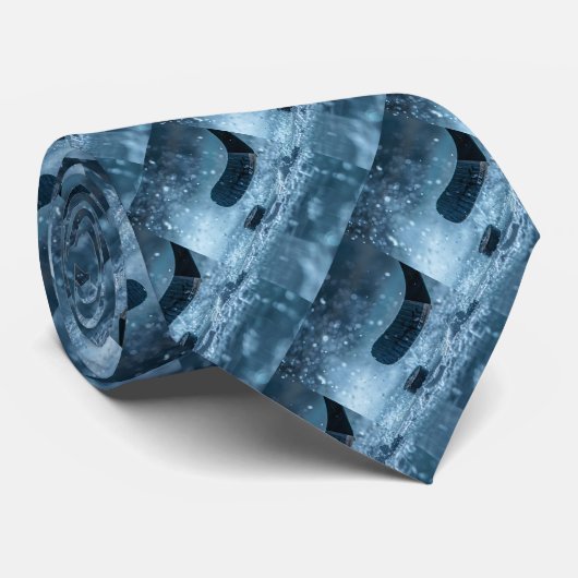 Cravate Bâton Abstrait moderne de hockey sur nuances bleu  (Roulé)