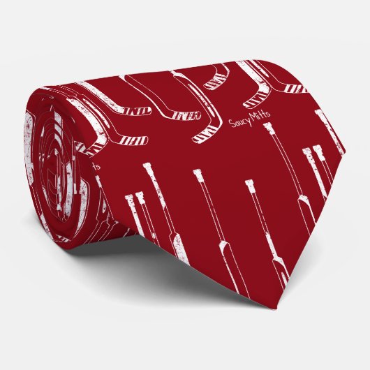 Cravate Bâtons de gardien de hockey rouge (Roulé)