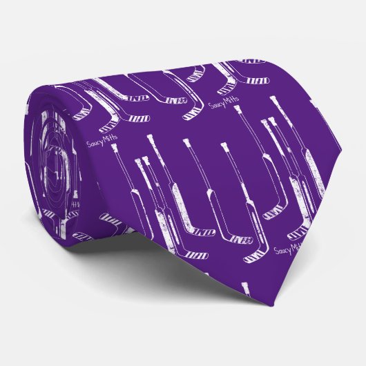 Cravate Bâtons de gardien de hockey violet (Roulé)