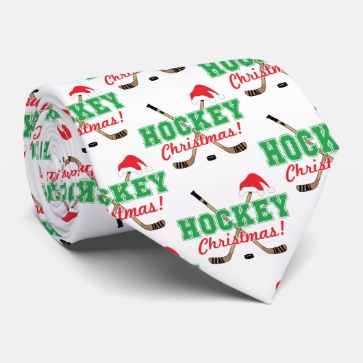 Cravate Bâtons de hockey de Noël de hockey Santa Hat (Roulé)