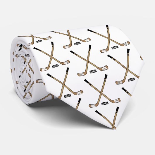 Cravate Bâtons de hockey traversés et Brown de canot (Roulé)