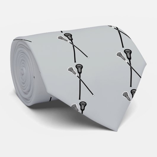 Cravate Bâtons de lacrosse en noir et blanc (Roulé)