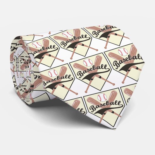 Cravate Bats de baseball Ball and Base Necktie (Roulé)