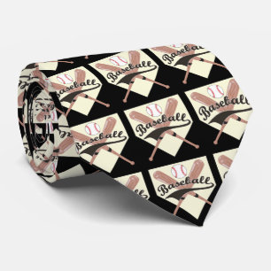Cravate Bats de baseball Ball and Base Necktie