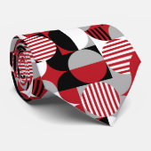 Cravate Bauhaus géométrique moderne, gris rouge noir (Roulé)
