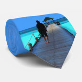 Cravate Beach Bridge Ocean Blue Water Vactie Necktie (Roulé)