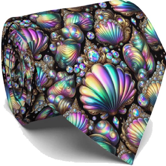 Cravate Beach Lovers Tie | Opal Diamond Seashell Pattern