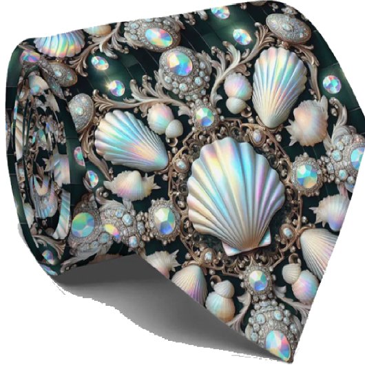 Cravate Beach Lovers Tie | Opal Diamond Seashell Pattern