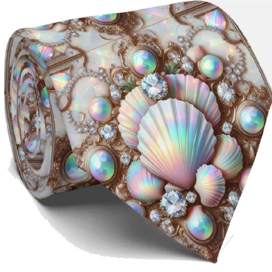 Cravate Beach Lovers Tie | Opal Diamond Seashell Pattern