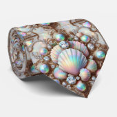 Cravate Beach Lovers Tie | Opal Diamond Seashell Pattern (Roulé)