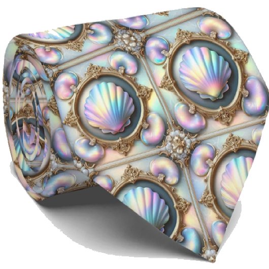 Cravate Beach Lovers Tie | Opal Seashell Pattern 