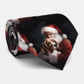 Cravate Beagle avec le Père Noël Festif Noël (Roulé)