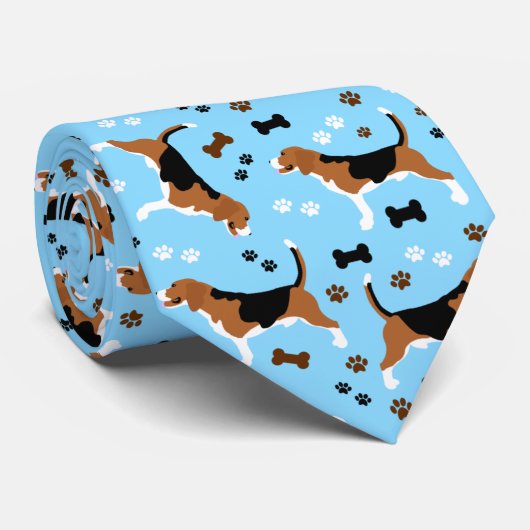 Cravate Beagle Beagle chien Hound Motif bleu (Roulé)