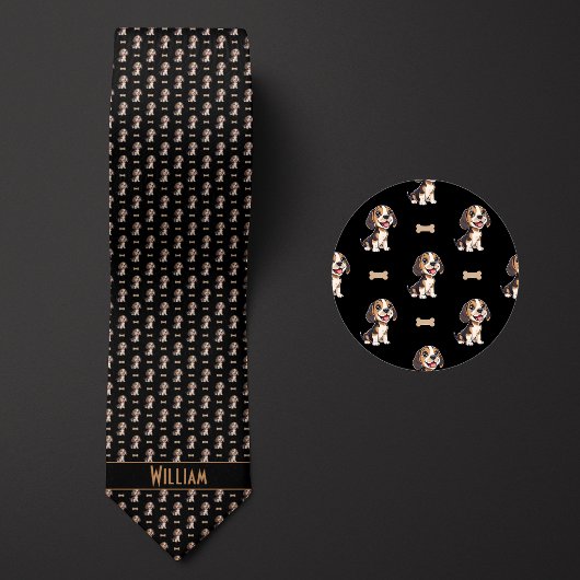 Cravate Beagle de dessin animé noir
