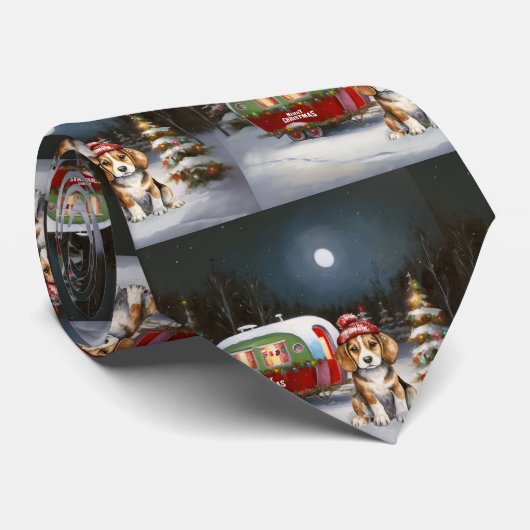 Cravate Beagle d'hiver Caravan Christmas Adventure (Roulé)