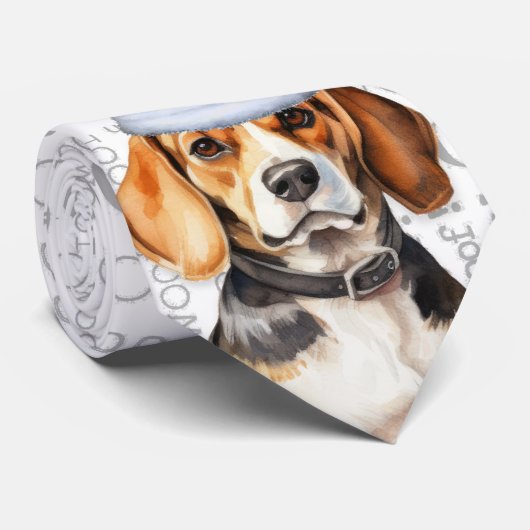 Cravate Beagle Funny Woof Amoureux des chiens de Noël (Roulé)