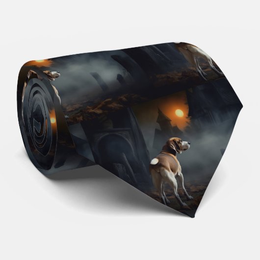Cravate Beagle Halloween effrayant (Roulé)
