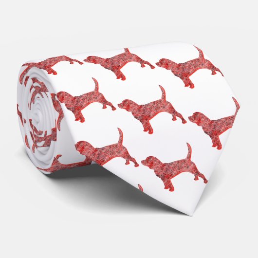 Cravate Beagle Hound Chien Cute Silhouette Rouge Cou (Roulé)
