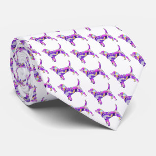 Cravate Beagle Hound Chien Silhouette Purple Blanc Cou