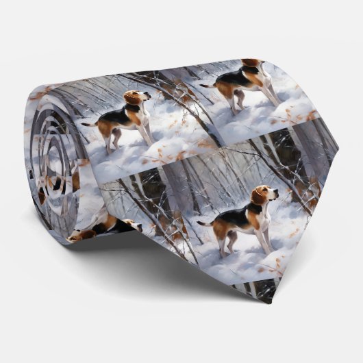 Cravate Beagle Laisser Neige Noël (Roulé)