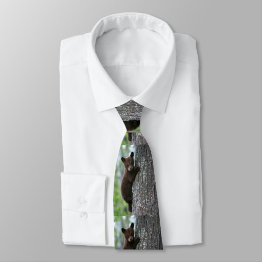 Cravate Bear Cub Escalade A Tree Print Necktie (Attaché)