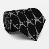 Cravate Beau blanc France Paris Tour Eiffel Bouton (Roulé)