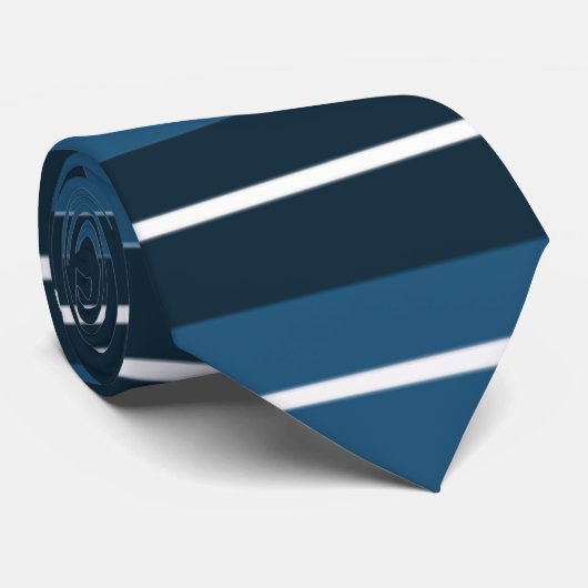 Cravate Beau bleu marine rayures blanches (Roulé)