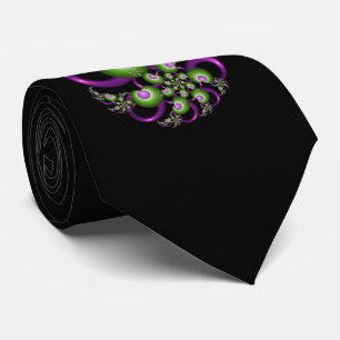 Cravate Beau Coeurs verts roses Moderne Abstrait Fractal